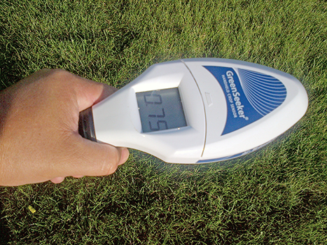 Greenseeker handheld turned on with grassJuly 2014 WSB
